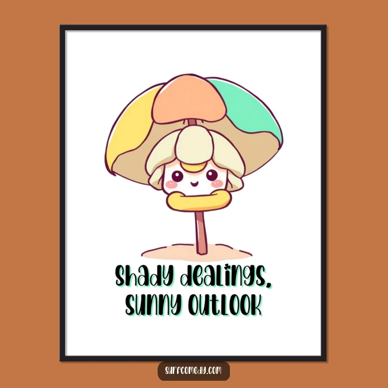 Free Printable Kawaii Beach Wall Art - Character Under Umbrella Decor Downloadable
