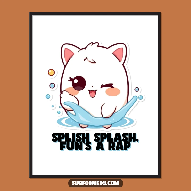 Free Printable Wall Art: Playful Water Character, Hilarious Downloadable Art for Fun Spaces