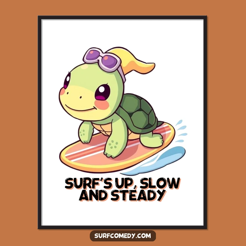Free Printable Wall Art: Hilarious Surfing Turtle Art, Perfect DIY Downloadable Decor