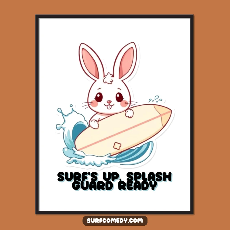 Funny Free Printable Wall Art: Bunny Surfer Shield - Hilarious Downloadable Poster