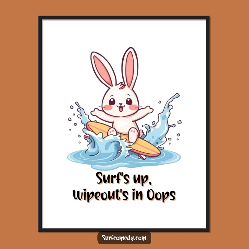 Funny Free Printable Wall Art: Surfer Rabbit Wipeout Downloadable Art