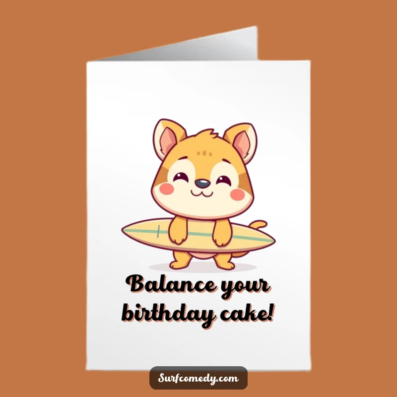 Free Printable Birthday Card: Balanced Surfing Animal - Grinning Digital Gift!