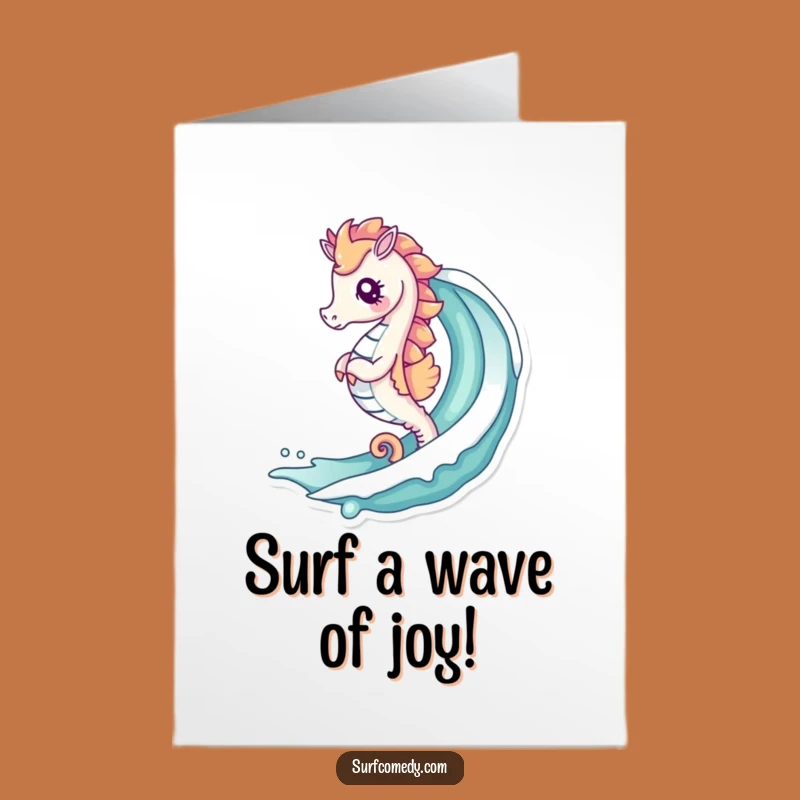 Free Printable Birthday Card: Seahorse Wave Rider, Fun Downloadable Greeting