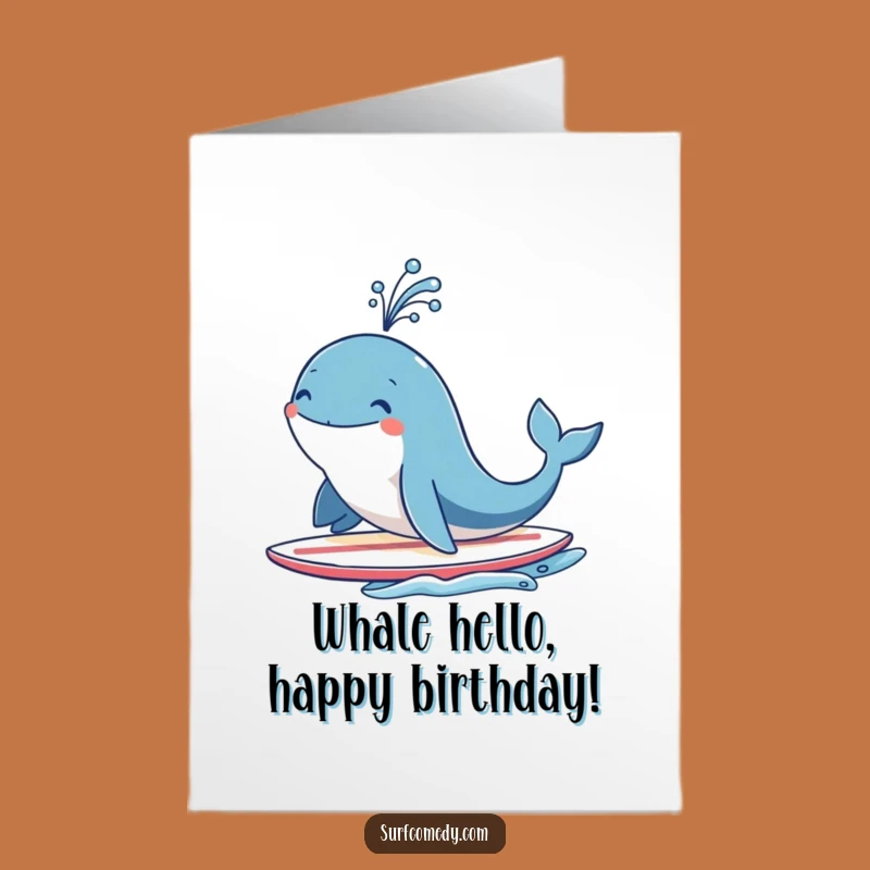 Free Printable Happy Birthday Whale Card - Surfing Spout Fun Downloadable Gift