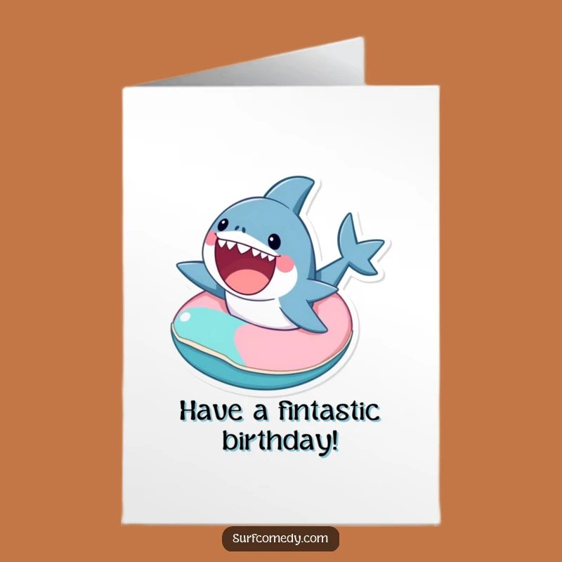 Free Printable Shark Birthday Card: Fun Inner Tube Downloadable Gift