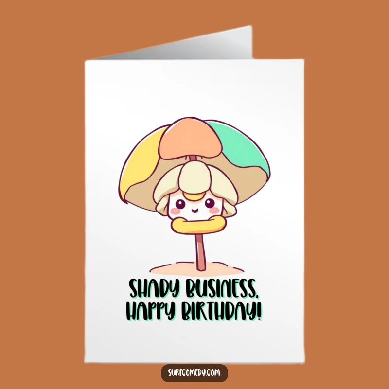 Free Printable Beach Umbrella Birthday Card - Kawaii Character Surprise Downloadable