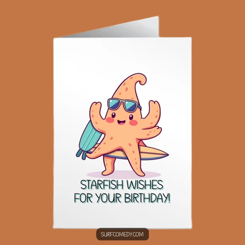 Free Printable Birthday Card: Starfish Surfer - Fun Downloadable Gift