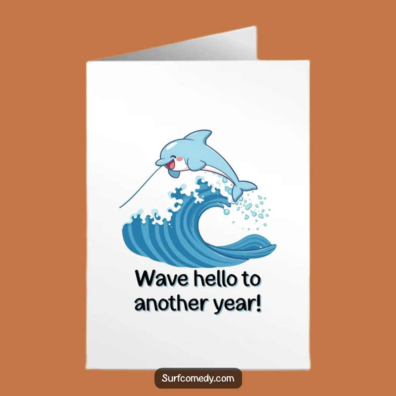 Free Printable Birthday Card: Happy Dolphin Leap Funny Downloadable Gift