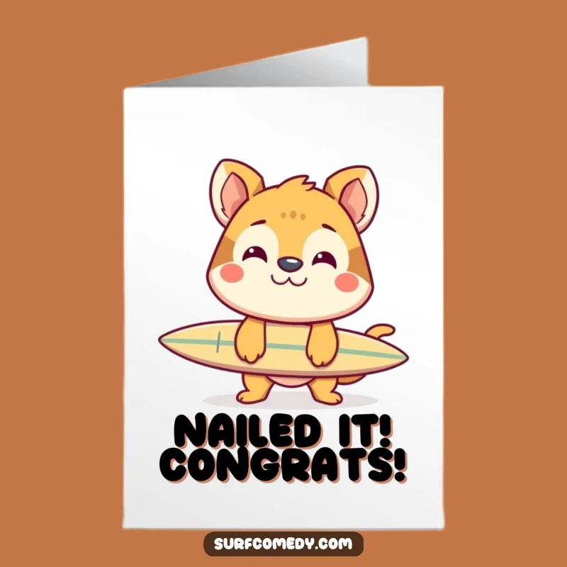 Free Printable Congrats Card: Balanced Surfer Animal - Grinning Downloadable!