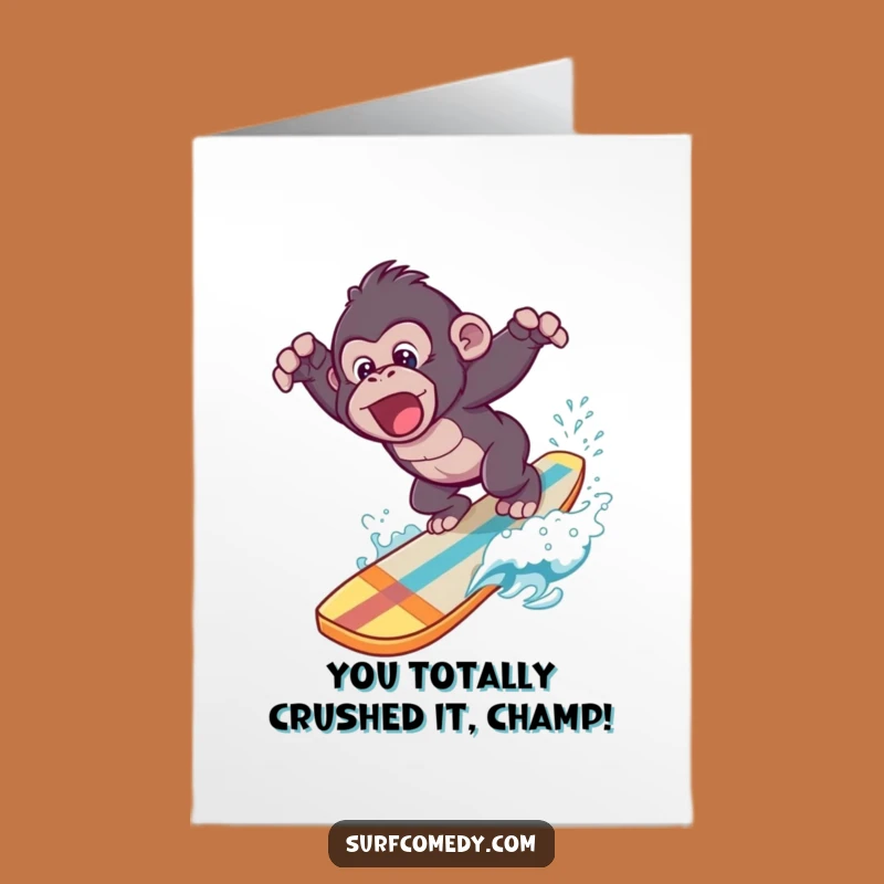 Free Printable Congrats Card: Gorilla Surfer's Epic Dive - Awesome Downloadable Gift