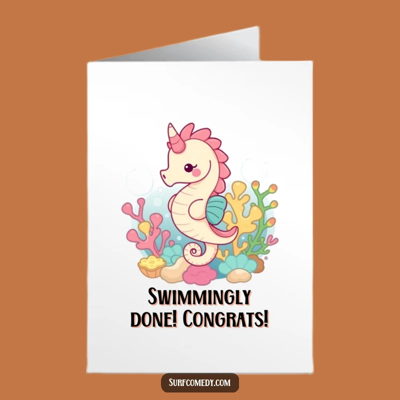 Free Printable Congrats Card: Seahorse Swims, Ocean DIY Gift!