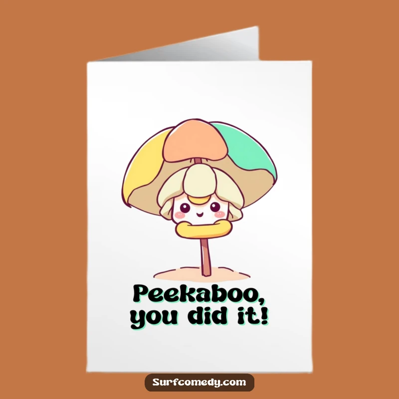 Free Printable Kawaii Beach Congrats Card - Umbrella Surprise Celebration Downloadable