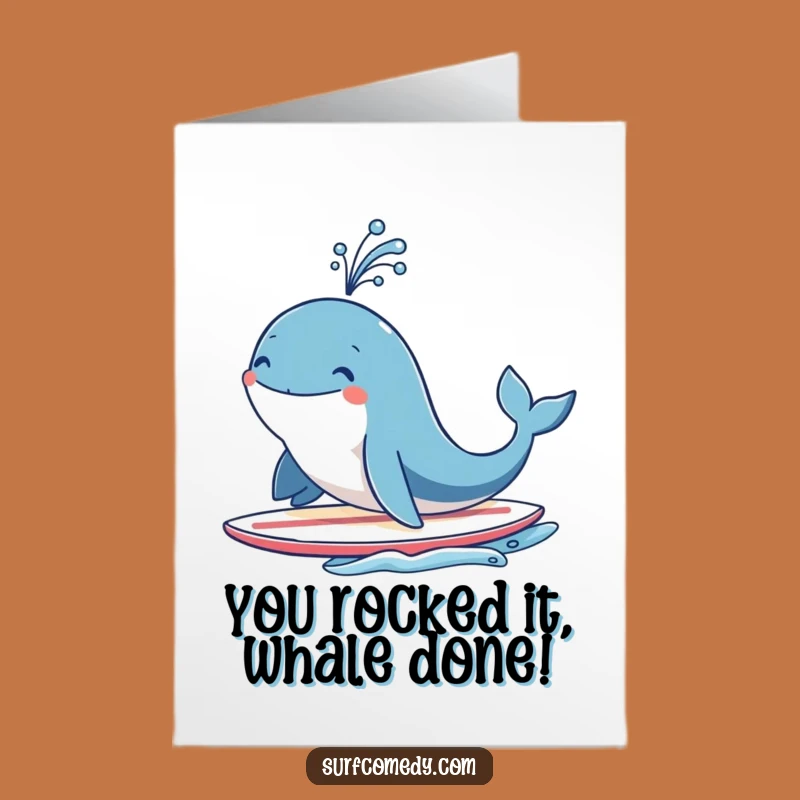 Free Printable Whale Congratulations Card - Surfing Spout Celebration Downloadable