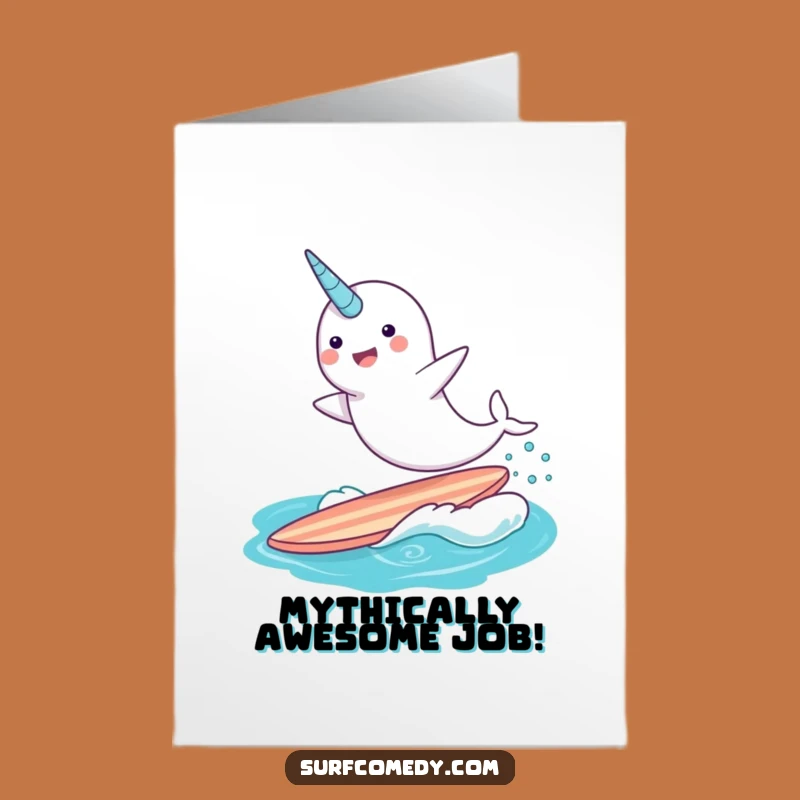 Free Printable Congrats Card: Narwhal Victory Surf, Yay Print at Home Gift