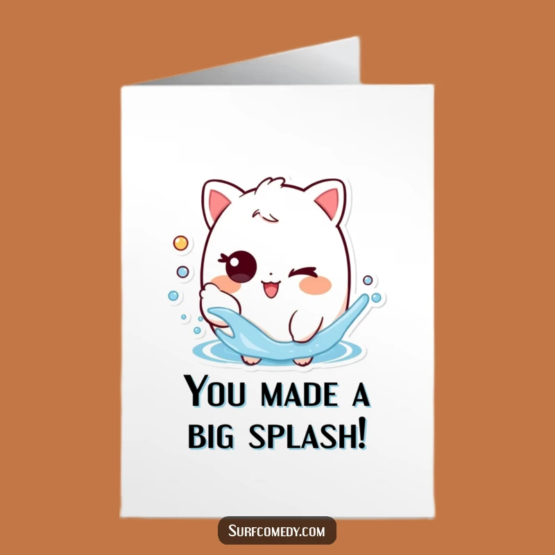 Free Printable Congrats Card: Playful Water Character, Hilarious Downloadable Gift for Splashy Wins