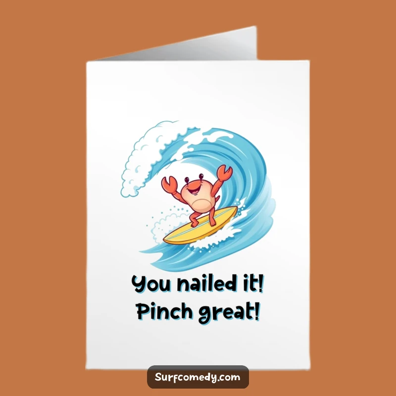 Free Printable Crab Congratulations Card - Handstand Surfer Winner Downloadable