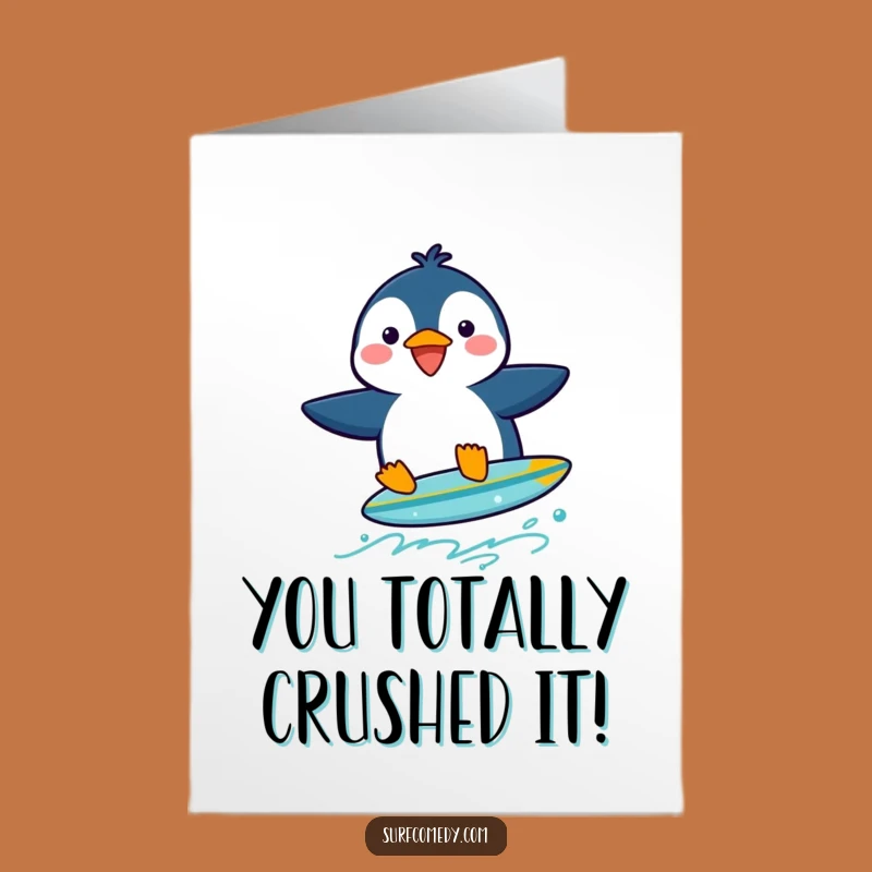 Free Printable Penguin Surfing Congrats Card - Hilarious Downloadable for Any Achievement
