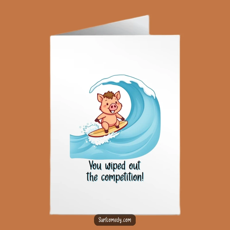 Free Printable Surfer Boar Congrats Card: Awesome Wave Rider Swine Downloadable Gift