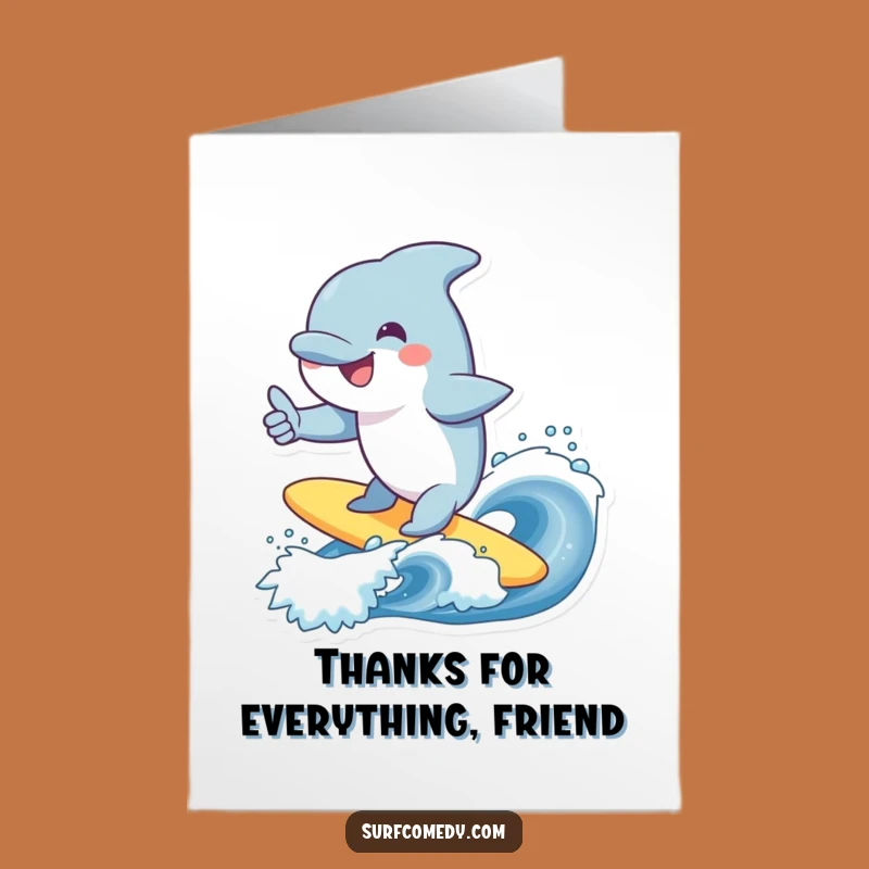 Free Printable Thank You Card: Dolphin Surf Thanks, Positive Downloadable Gift