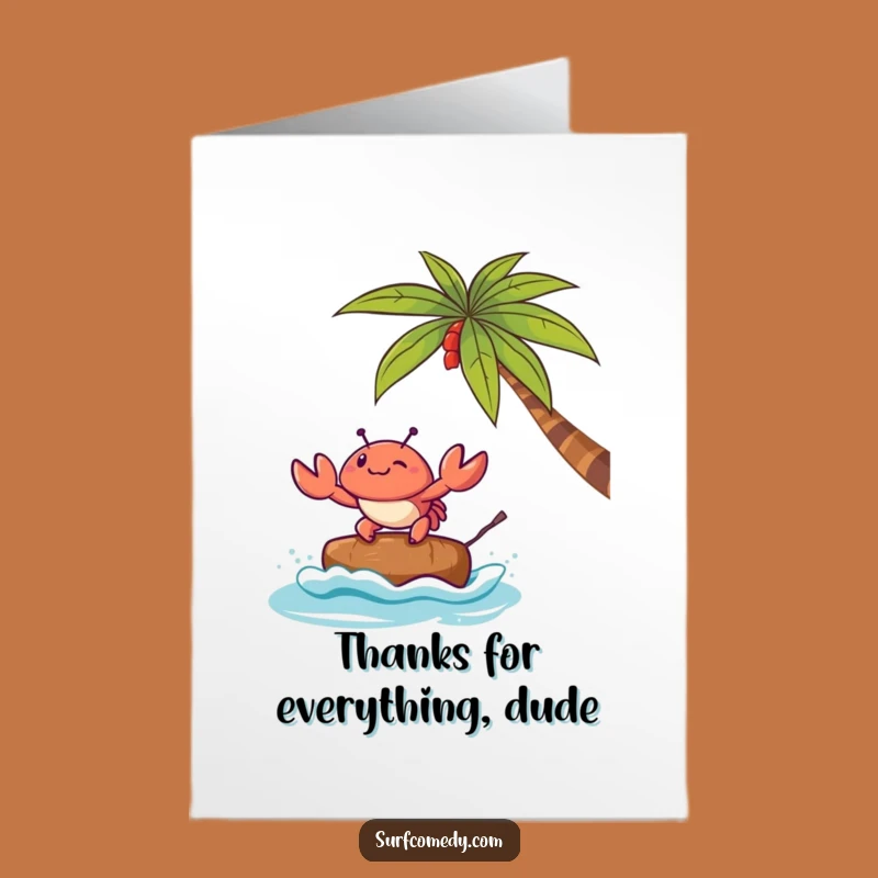 Free Printable Thank You Card: Kawaii Crab Thanks Funny Downloadable Gift