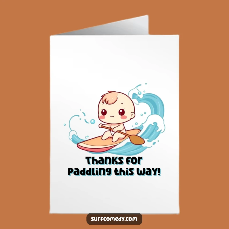Free Printable Thank You Card: Kawaii Paddling Gratitude Funny Downloadable Gift