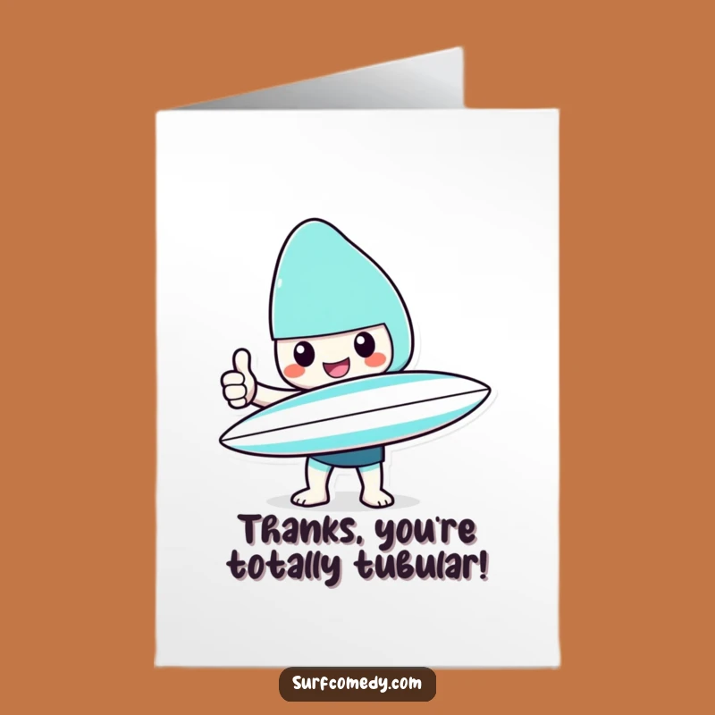Free Printable Thank You Card: Kawaii Surfer Thumbs Up Gratitude Funny Downloadable Gift