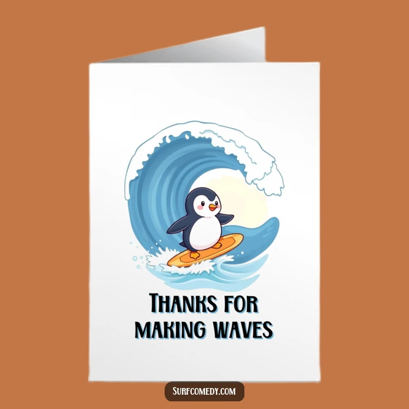 Free Printable Thank You Card: Penguin Surfer Thanks, Cool Downloadable Gift