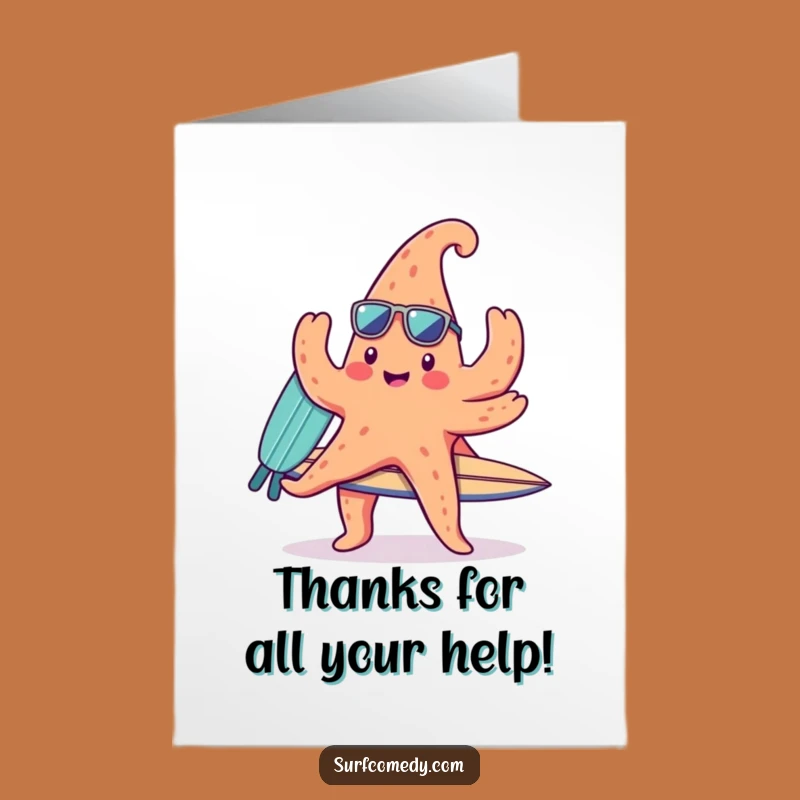 Free Printable Thank You Card: Starfish Surfer - Downloadable Gift