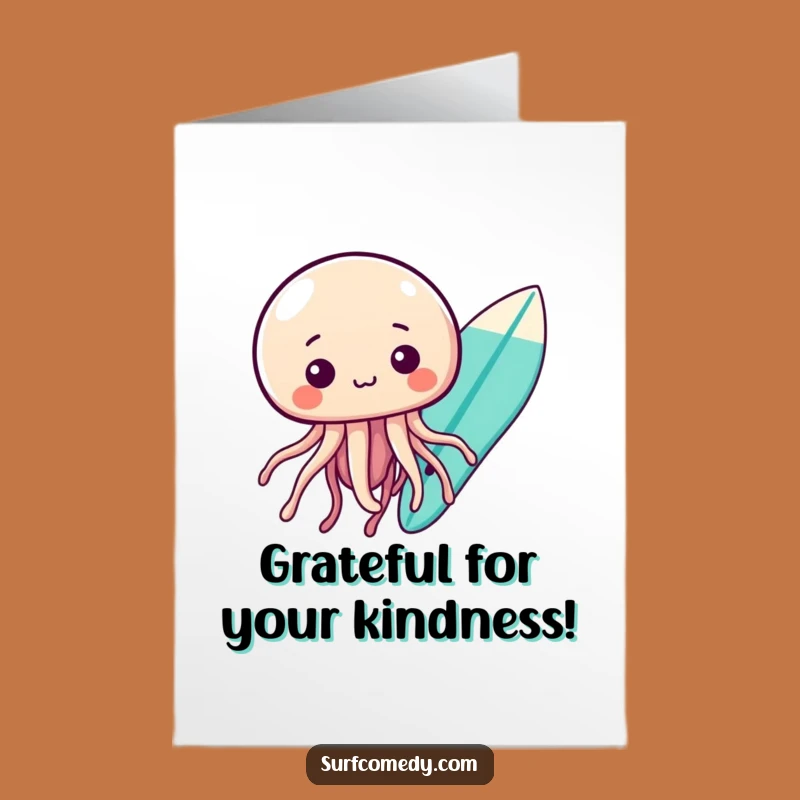 Free Printable Thank You Card: Jellyfish & Surfboard - Grateful Greeting