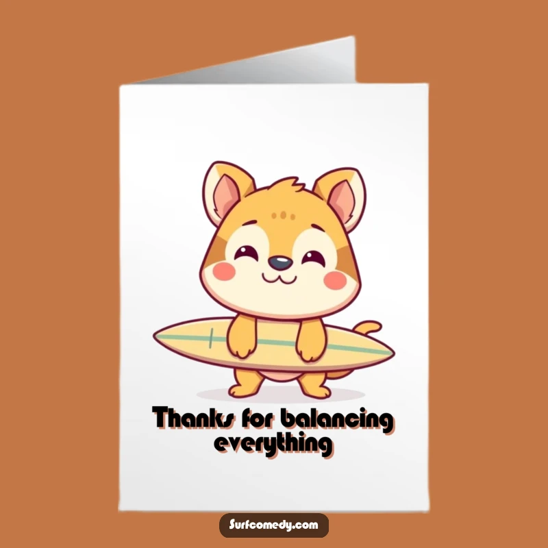 Free Printable Thank You Card: Balanced Surfer Animal - Grinning Digital!