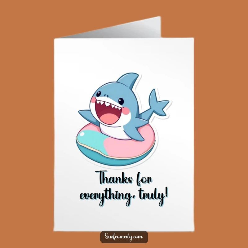 Free Printable Shark Thank You Card: Inner Tube Thanks Downloadable Gift