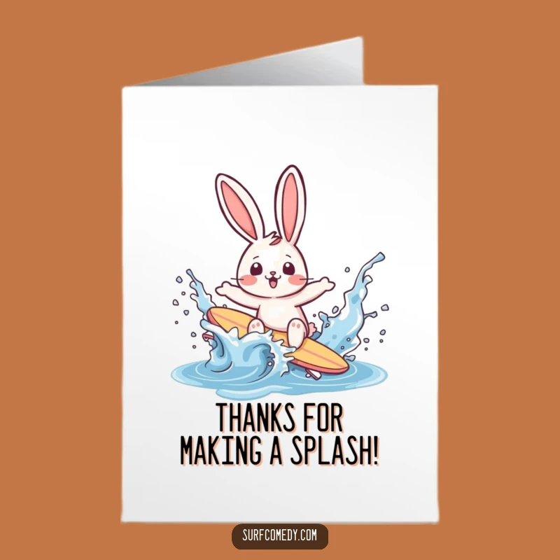 Free Printable Thank You Card: Surfer Rabbit Wipeout Downloadable Gift