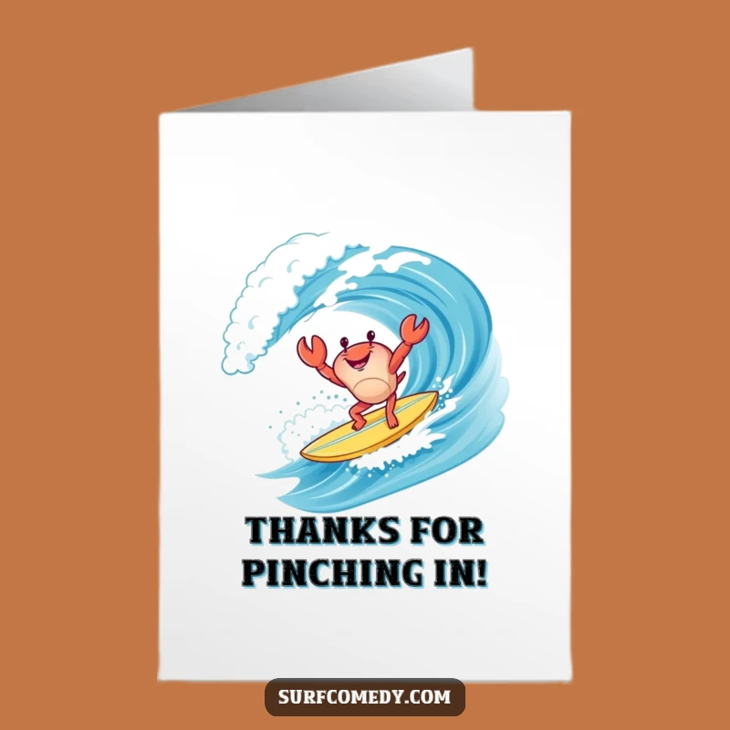 Free Printable Crab Thank You Card - Handstand Surfer Gratitude Downloadable