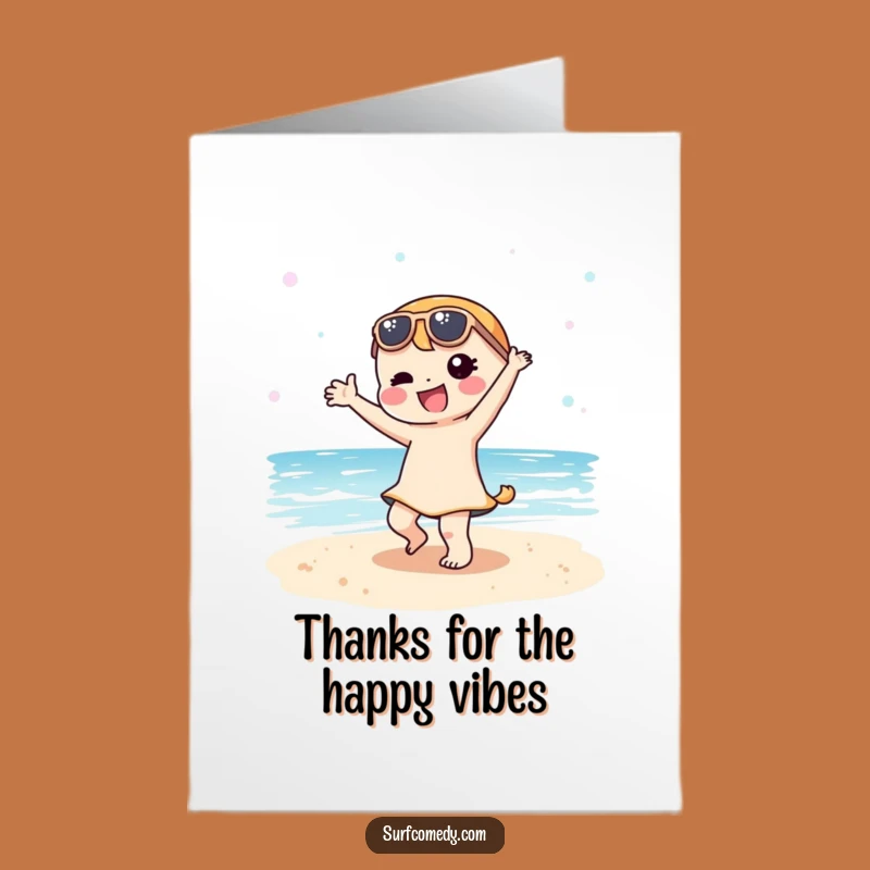 Free Printable Beach Character Thank You Card - Kawaii Dancer Appreciation Downloadable