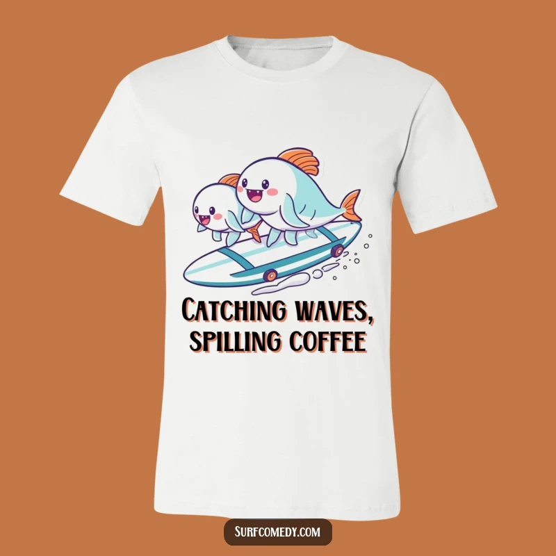 Funny Kawaii Fish Surfboard T-Shirt - Adorable & Humorous Beach Vibe Gift