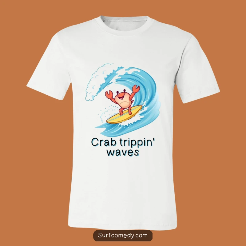 Funny Crab Surf T-Shirt: Handstand Wave Rider, Hilarious Beach Apparel