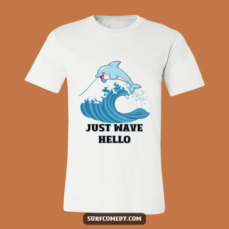 Funny Dolphin Leaping Wave T-Shirt: Comical Surfing Dolphin Tee, Perfect Funny Gift