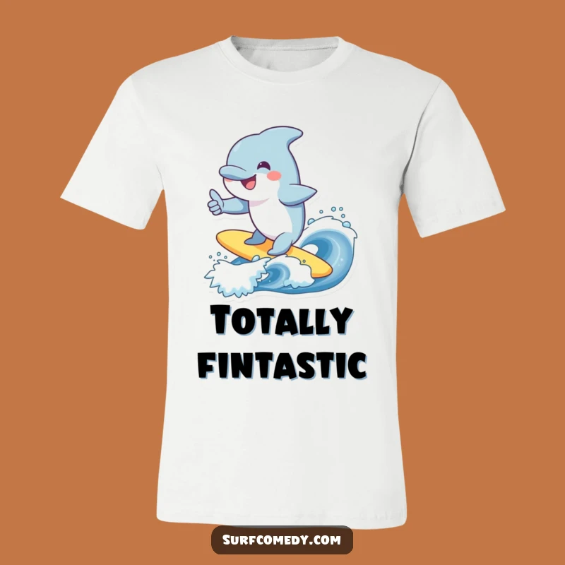 Funny Dolphin Surfing Wave T-Shirt - Cheerful Marine Animal Tee!