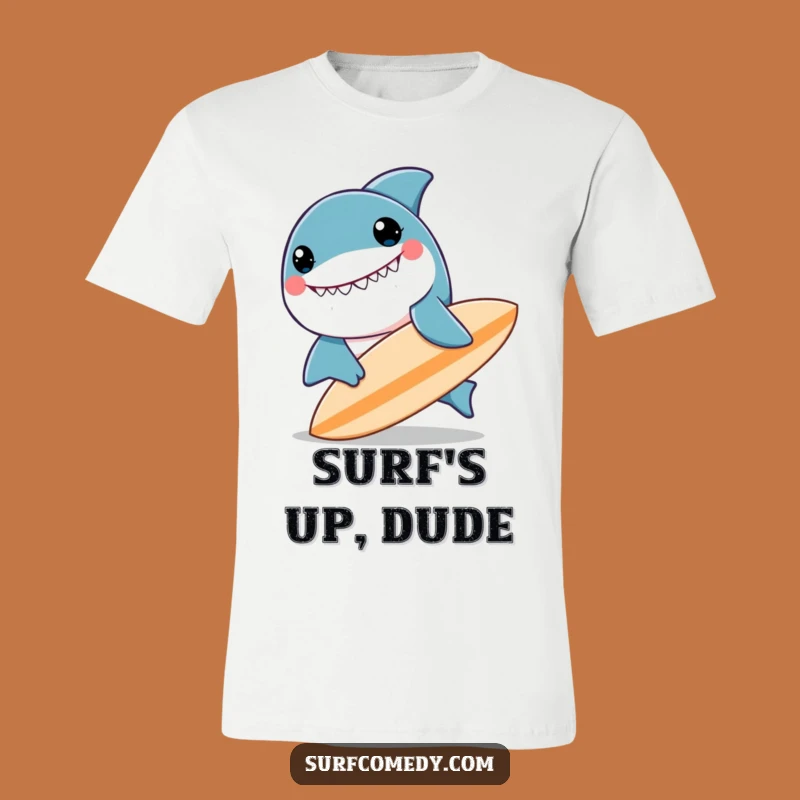 Funny Kawaii Shark Surfing T-Shirt - Hilarious Beach Vibe Tee