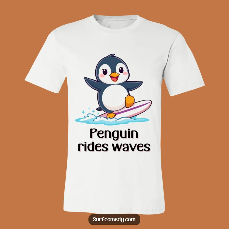 Funny Penguin Surfing T-Shirt: Ride the Waves with Penguin Power