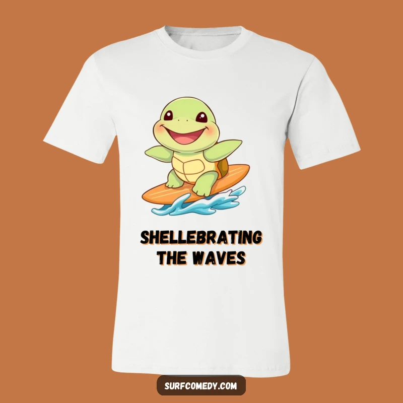 Funny Sea Turtle Surfing T-Shirt - Grinning Beach Life Tee