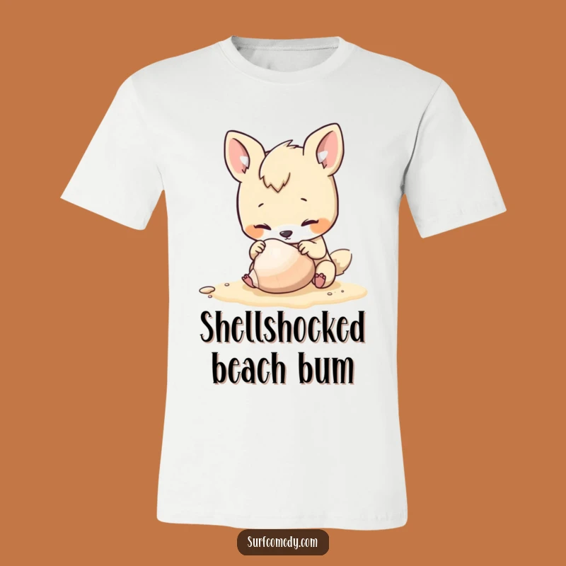Funny Beach Explorer Tee - Adorable Curious Animal Inspecting Seashell T-Shirt Gift