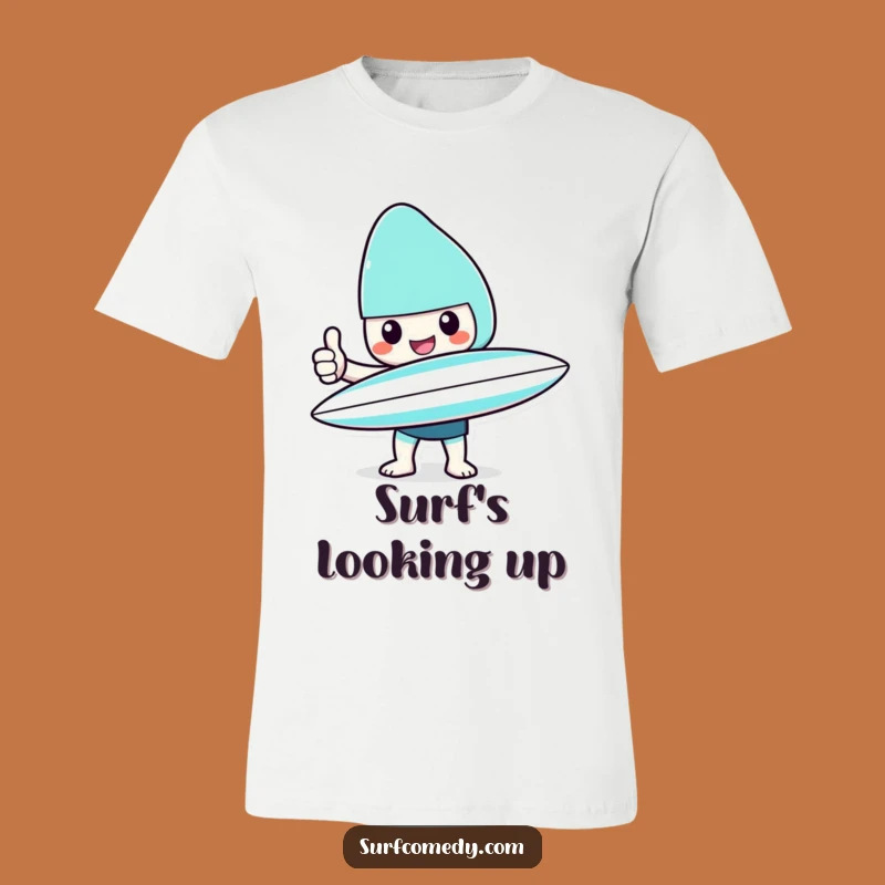 Funny Kawaii Surfer Thumbs Up T-Shirt: Cheerful Beach Ready Tee