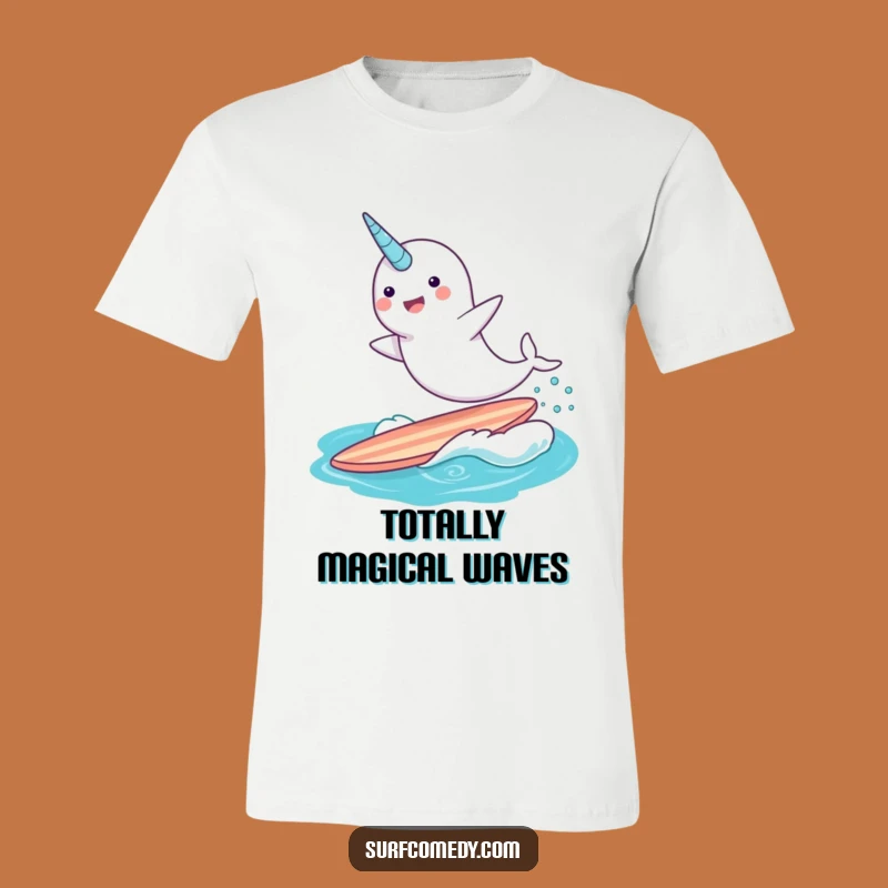 Funny Narwhal Surfing T-Shirt - Quirky Ocean Tee for Mythical Creature Fans