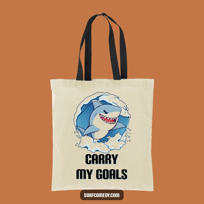 Funny Shark Surf Tote Bag: Determined Wave Carver Style, Practical Ocean Gift