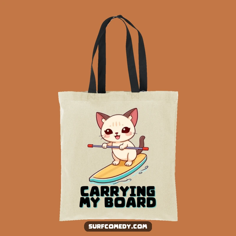 Funny Paddleboard Siamese Cat Tote Bag: Carry Your Water Day Fun