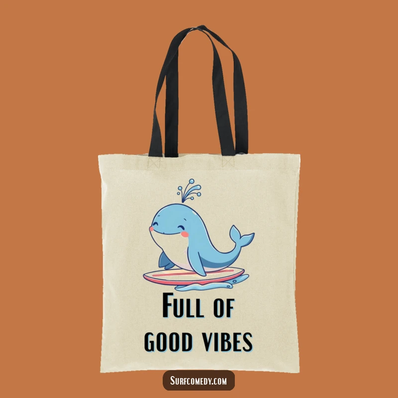 Funny Whale Surf Tote Bag: Spouting Fountain Style, Practical Ocean Gift