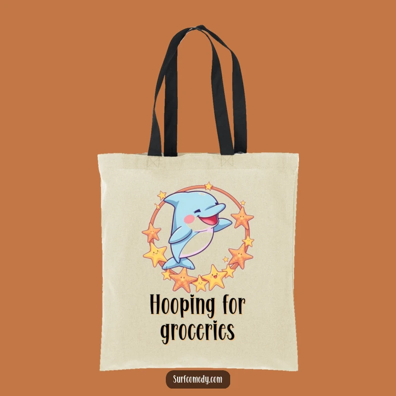 Funny Dolphin Hoop Jump Tote Bag - Carry Your Beach Vibes Hilariously