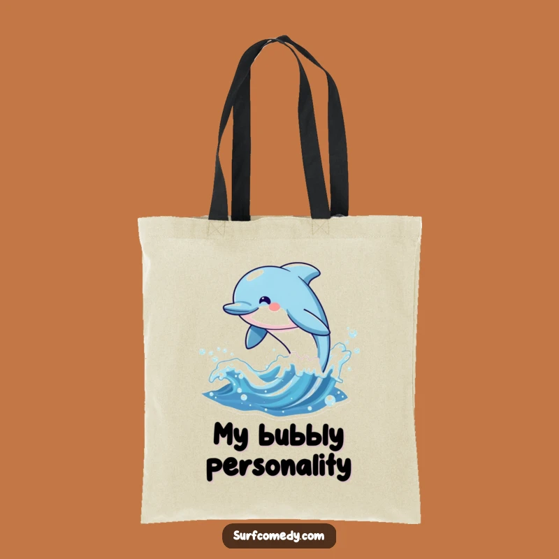 Funny Kawaii Dolphin Leaping Tote Bag, Cute Beach Accessory Gift