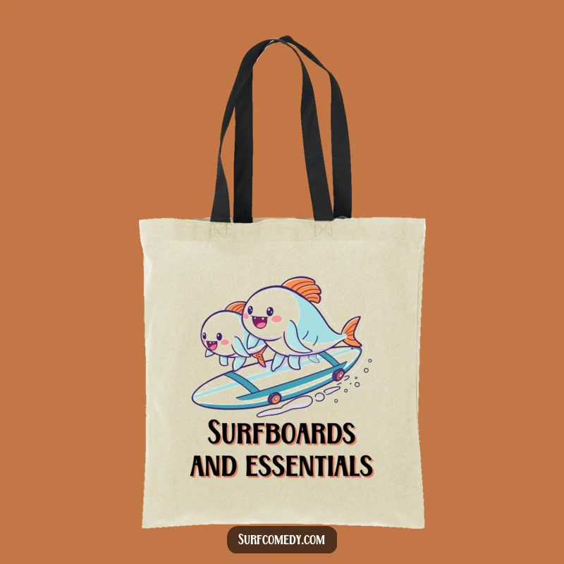Funny Kawaii Fish Surfboard Tote Bag - Spacious & Humorous Beach Essential Gift